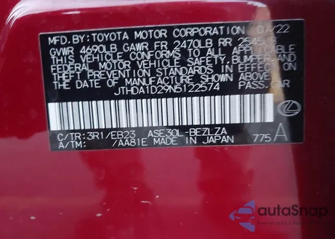 2025 Lexus Rx 500H F Sport Performance z USA, uszkodzony, nr VIN 2T2BCMEA6SC020816